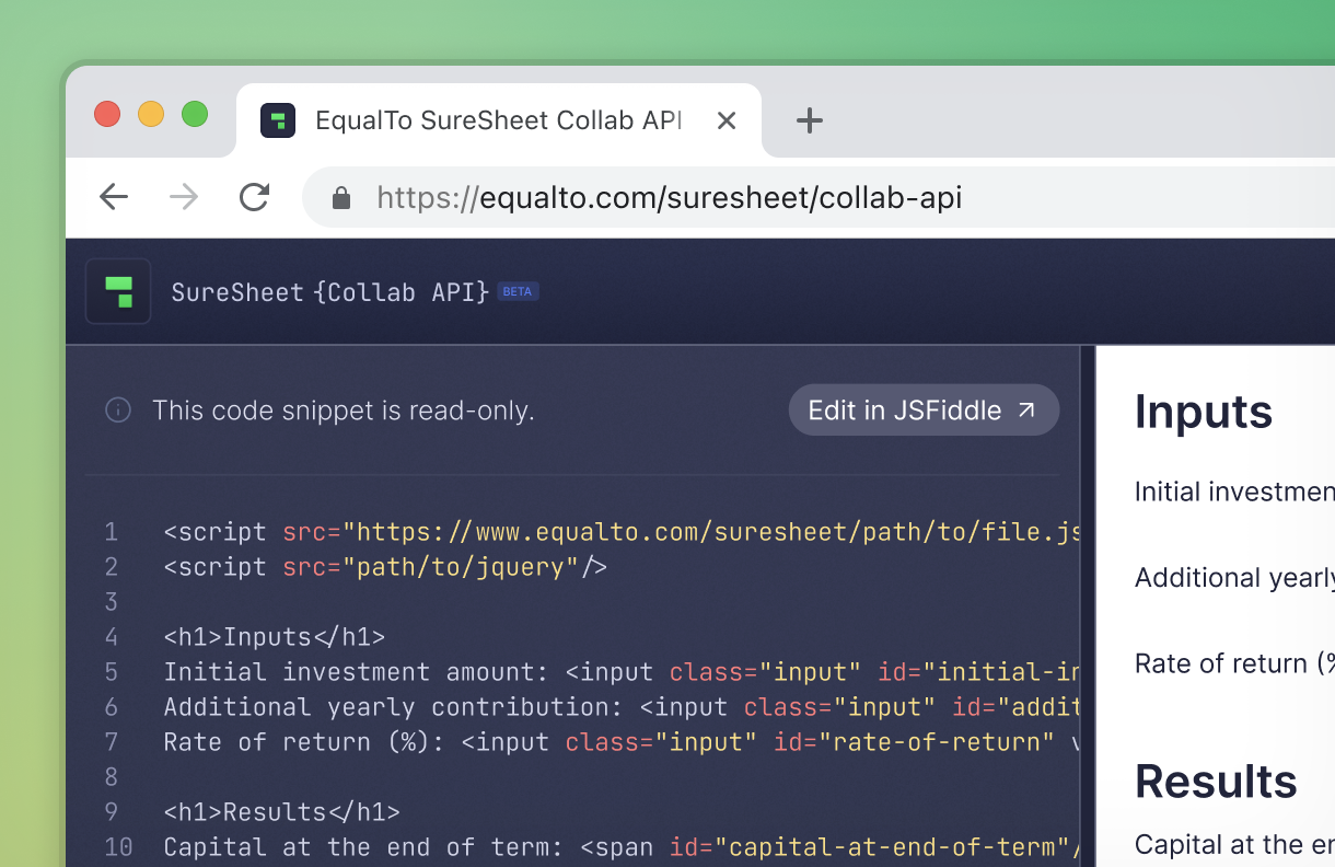 EqualTo SureSheet Collab API