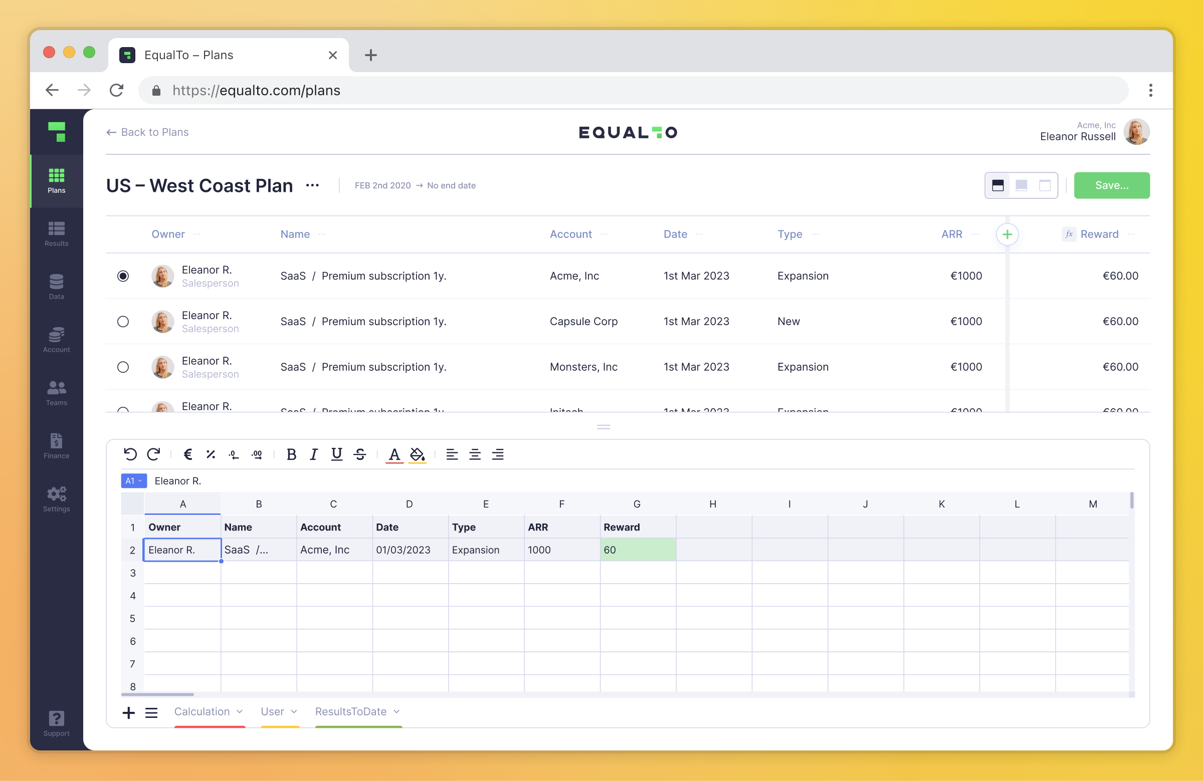 EqualTo Commissions / Edit Plan